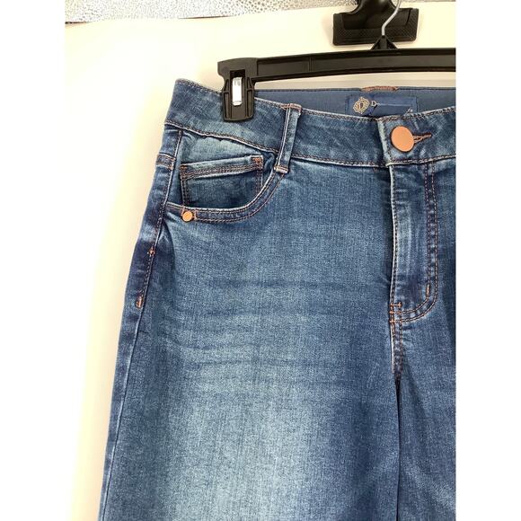 Democracy Womens 6 Blue Denim Ab Solution High Rise Wide Leg Jeans Stretch O5-28 - Picture 3 of 8